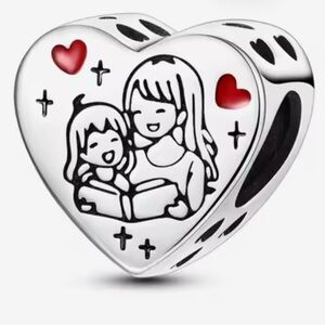 🌻 S925 Sterling Silver Mother Daughter Heart Charm